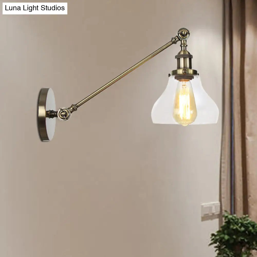 Farmhouse Indoor Sconce With Clear Glass Shade And Adjustable Arm Length