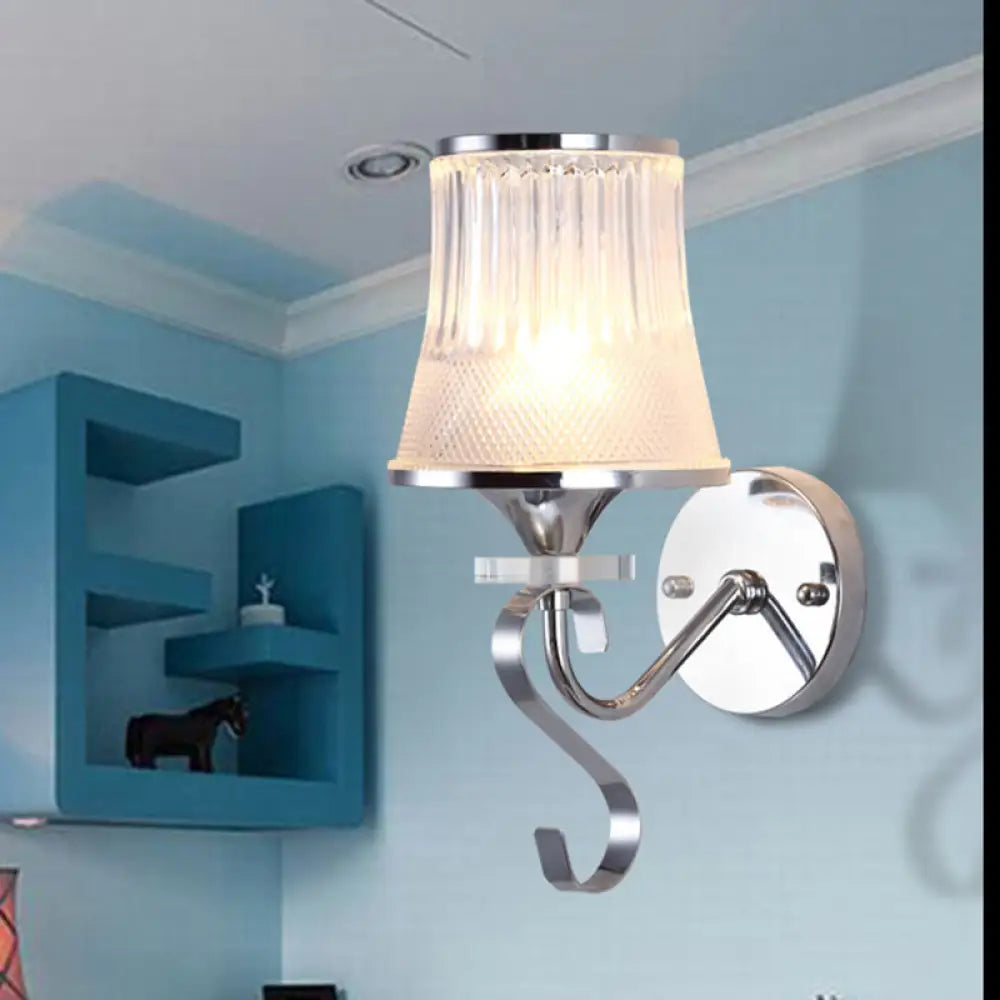 Frosted Glass Bell Wall Sconce - Modern Chrome Lighting For Bedroom / B