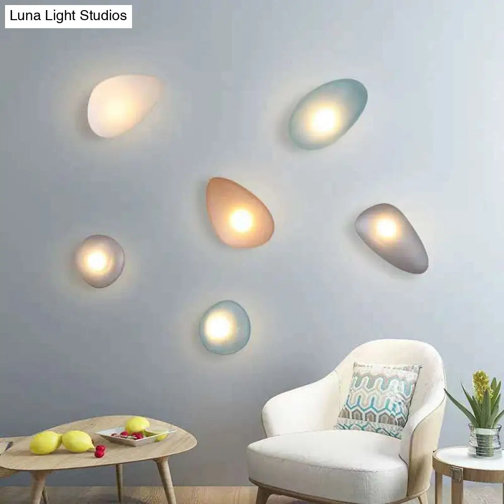 Frosted Glass Cobblestone Wall Sconce: Art Deco 1-Light Mount For Living Room