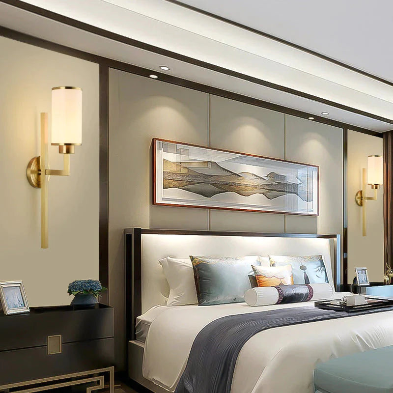 Applique murale en cuivre complet Simple classique chambre LED tête TV fond mur cage d'escalier applique murale en cuivre