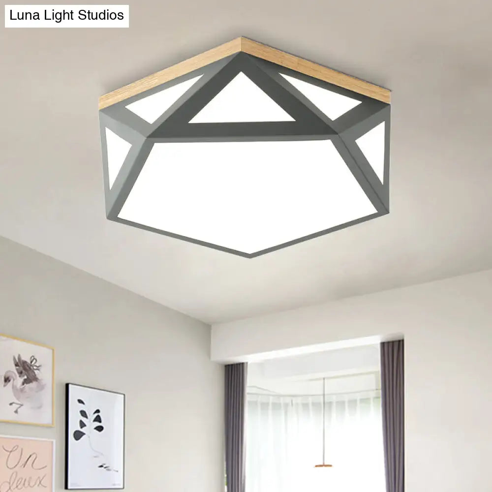 Geometric Acrylic Led Flush Light With Multiple Sizes And Color Options For Bedroom Ceiling - Modern