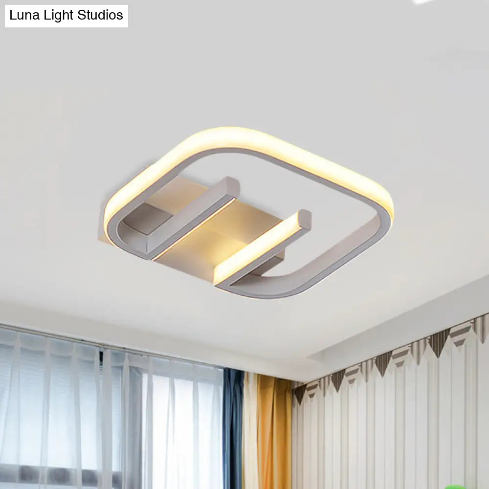 Geometric Led Ceiling Light In Nordic White/Black/Gold With Metallic Finish - Perfect For Hallways