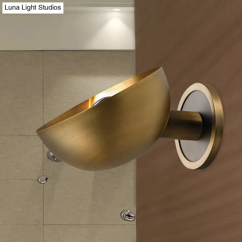 Gold Colonial Dome Metal Wall Lamp - 1 Bulb Sconce For Living Room