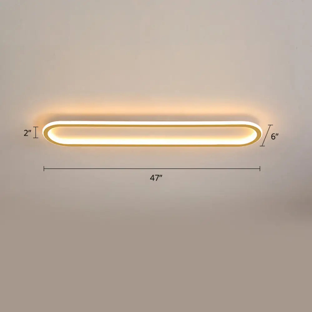 Gold Led Flushmount Light - Oblong Corridor Ceiling Mount Simple Metal Style / 47.5’ Third Gear