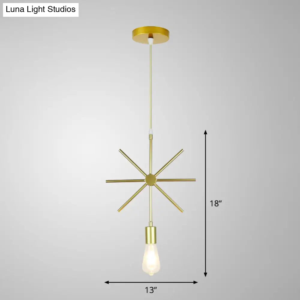 Gold Metal Cage Pendant Ceiling Light - Nordic Design 1 Bulb Dining Room Suspension