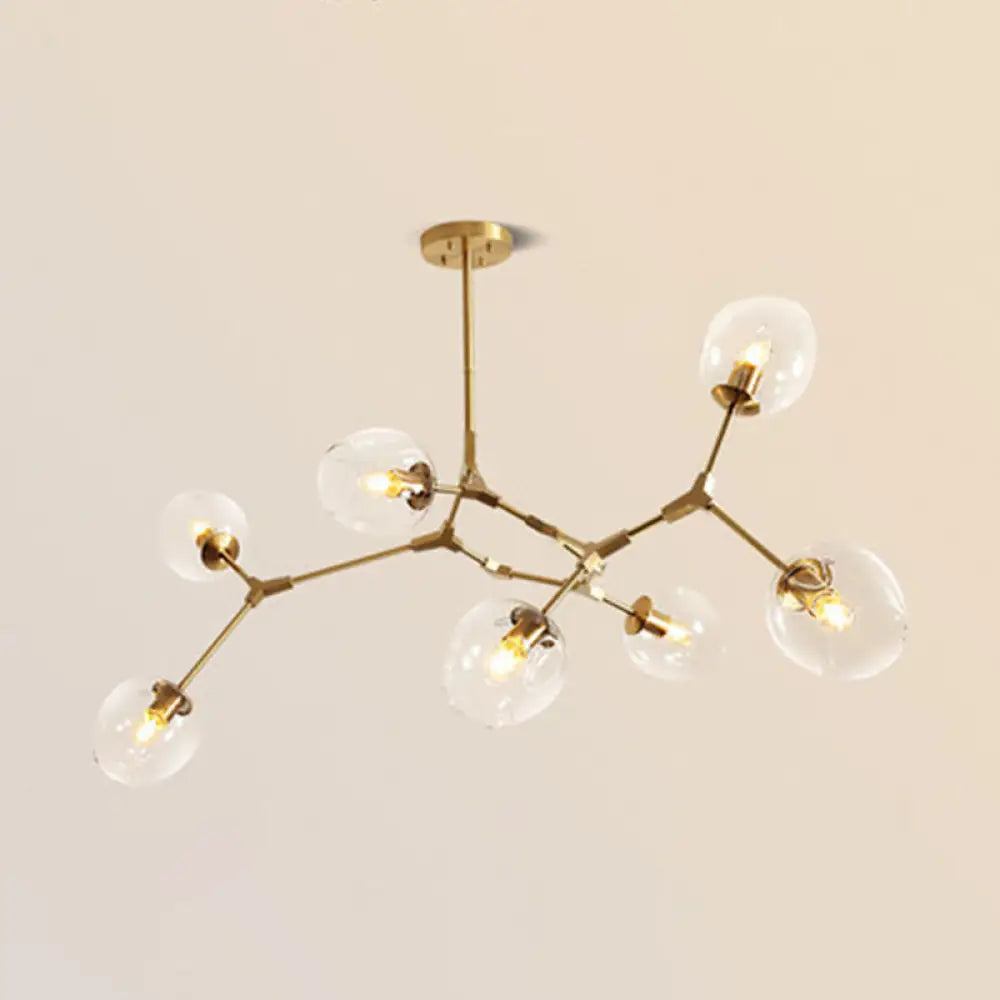 Gold Metal Chandelier With Clear Glass Shade - Post-Modern Suspension Light For Bedroom 7 /