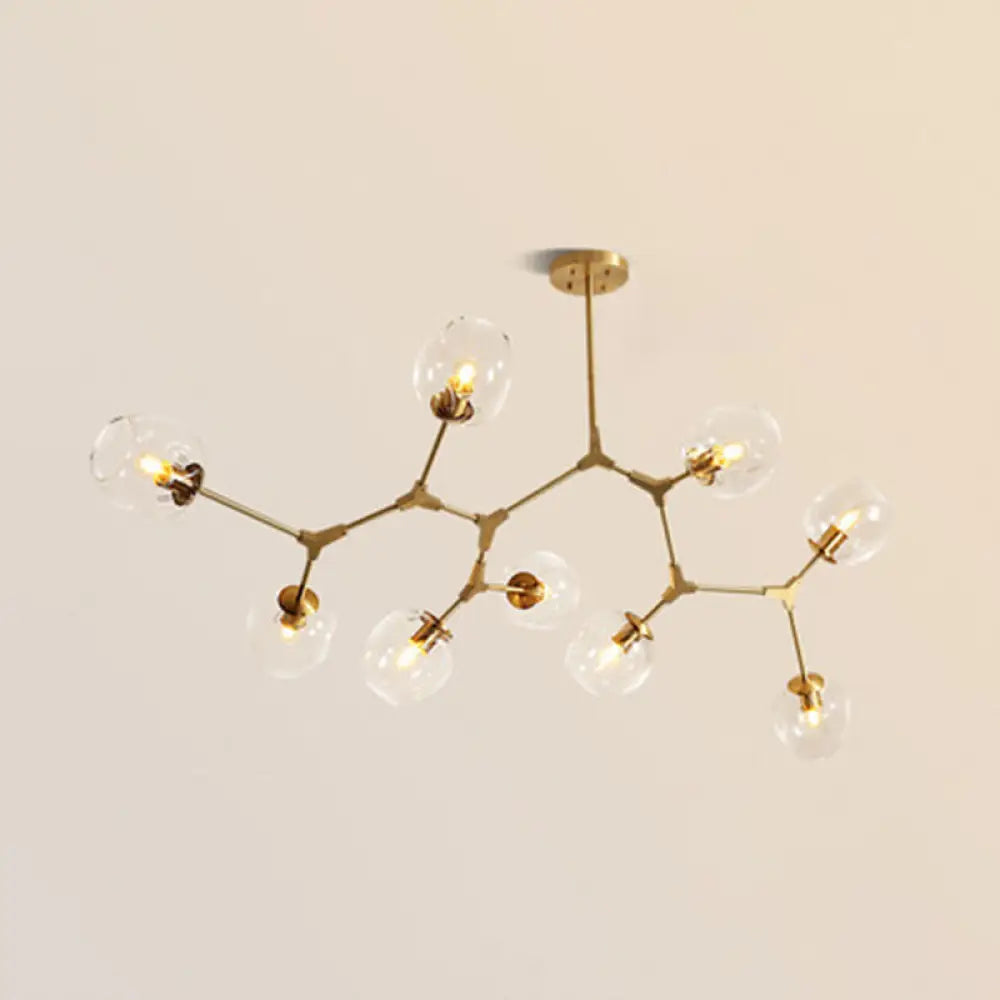 Gold Metal Chandelier With Clear Glass Shade - Post-Modern Suspension Light For Bedroom 9 /