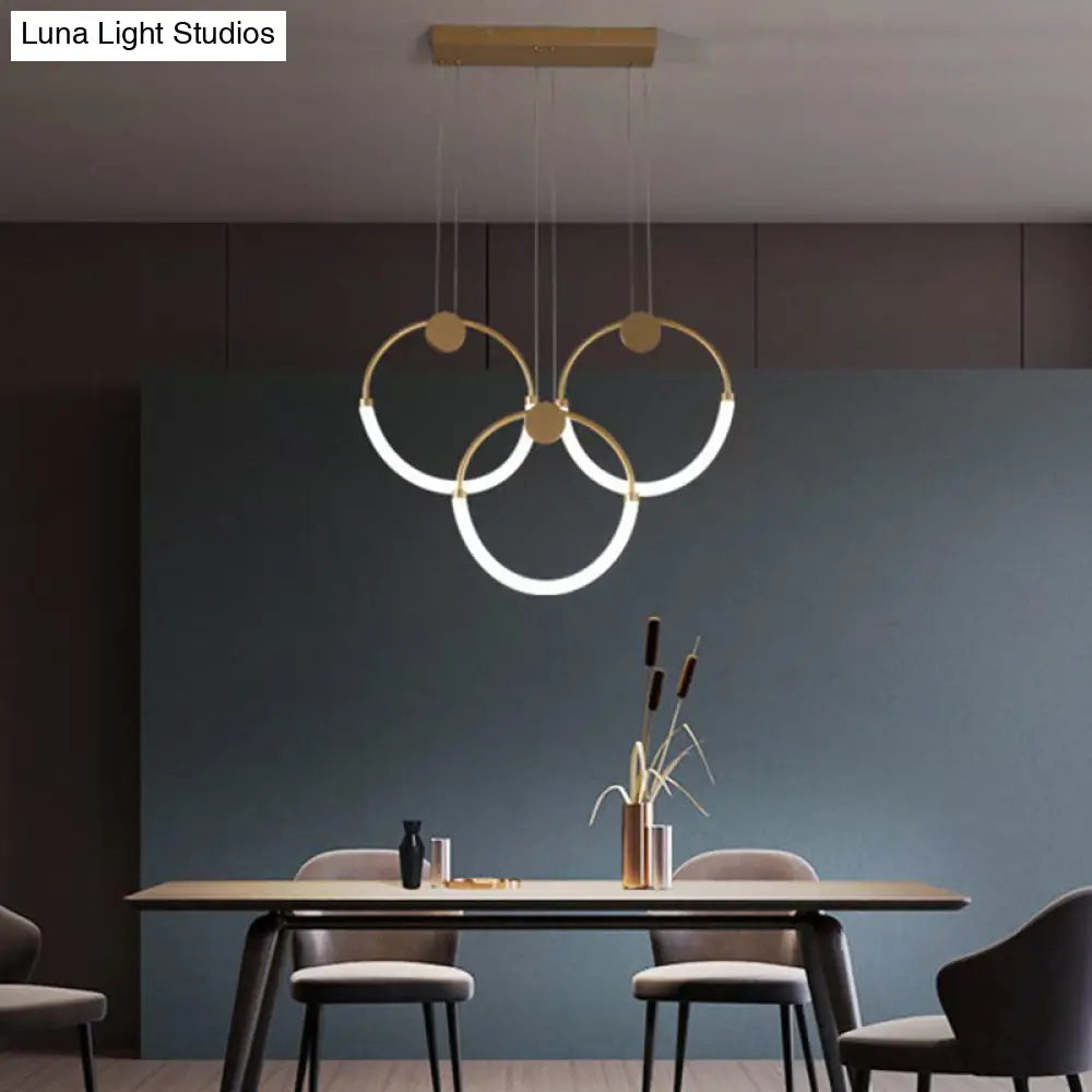 Gold Minimalistic Ring Pendant Led Ceiling Light For Living Room - Acrylic Island Lighting