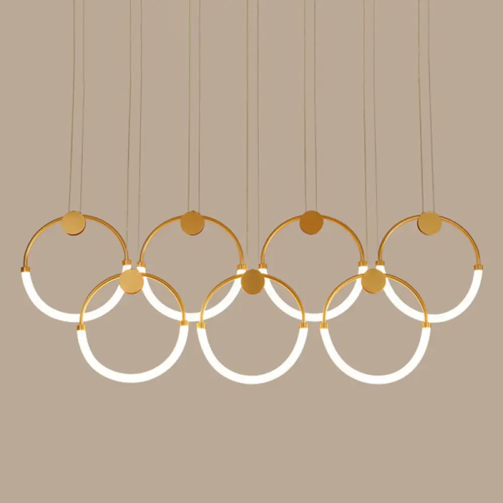 Gold Minimalistic Ring Pendant Led Ceiling Light For Living Room - Acrylic Island Lighting 7 / Warm