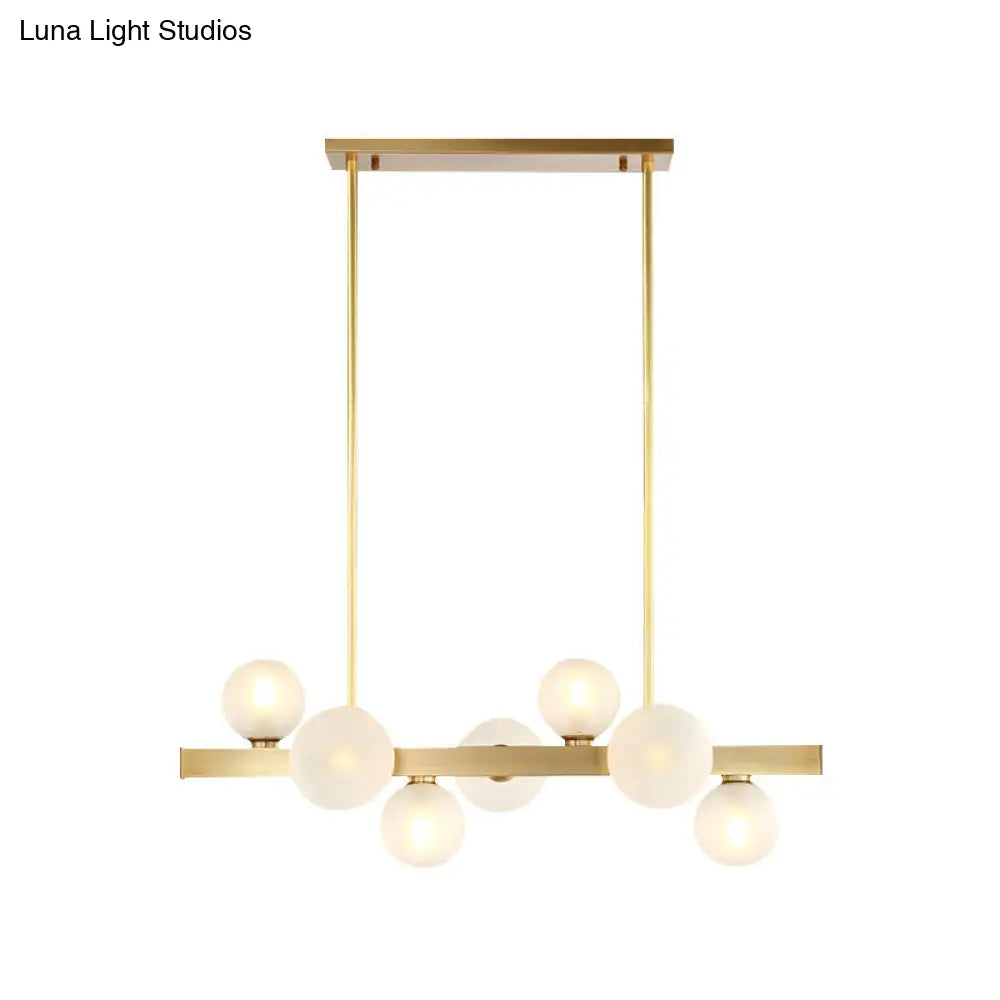 Gold Simplicity Globe Pendant Lamp: Frosted Glass Dining Room Island Lighting