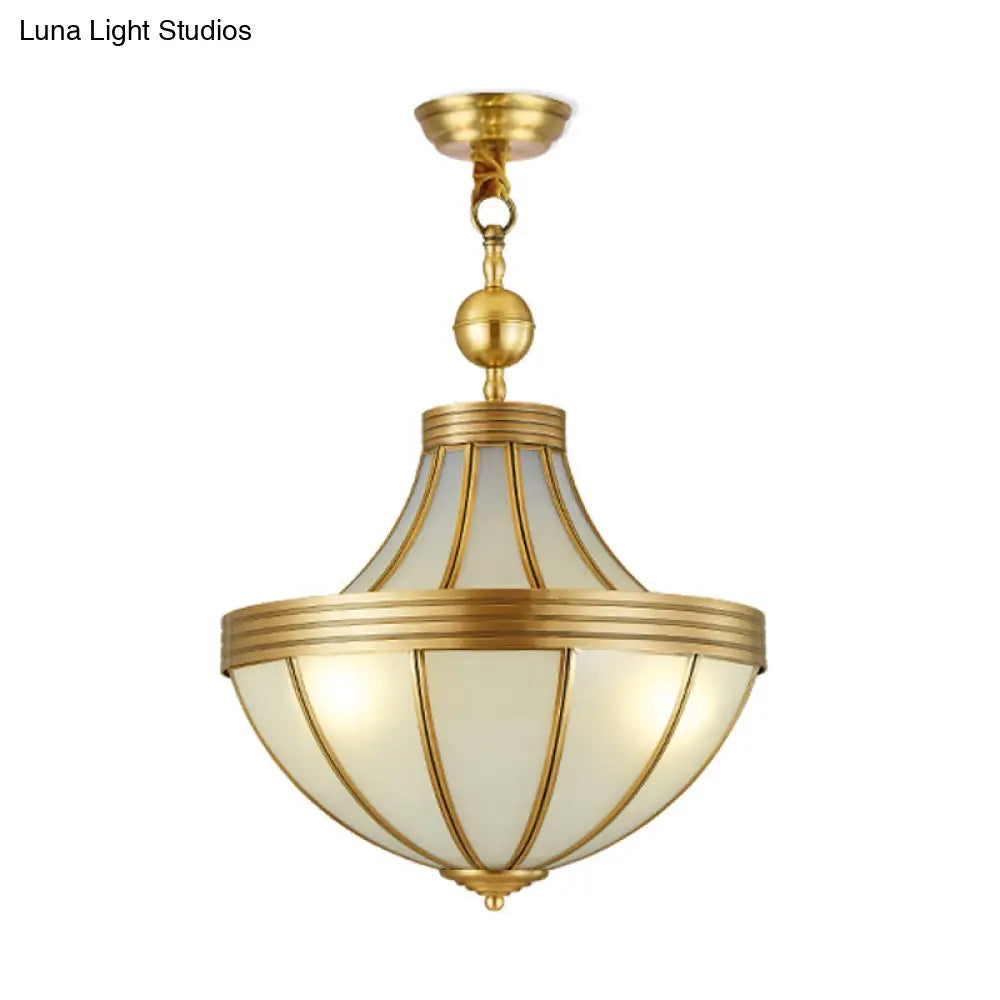 Gold Teardrop Chandelier Pendant Light With Sandblasted Glass - 3 Lights For Dining Room