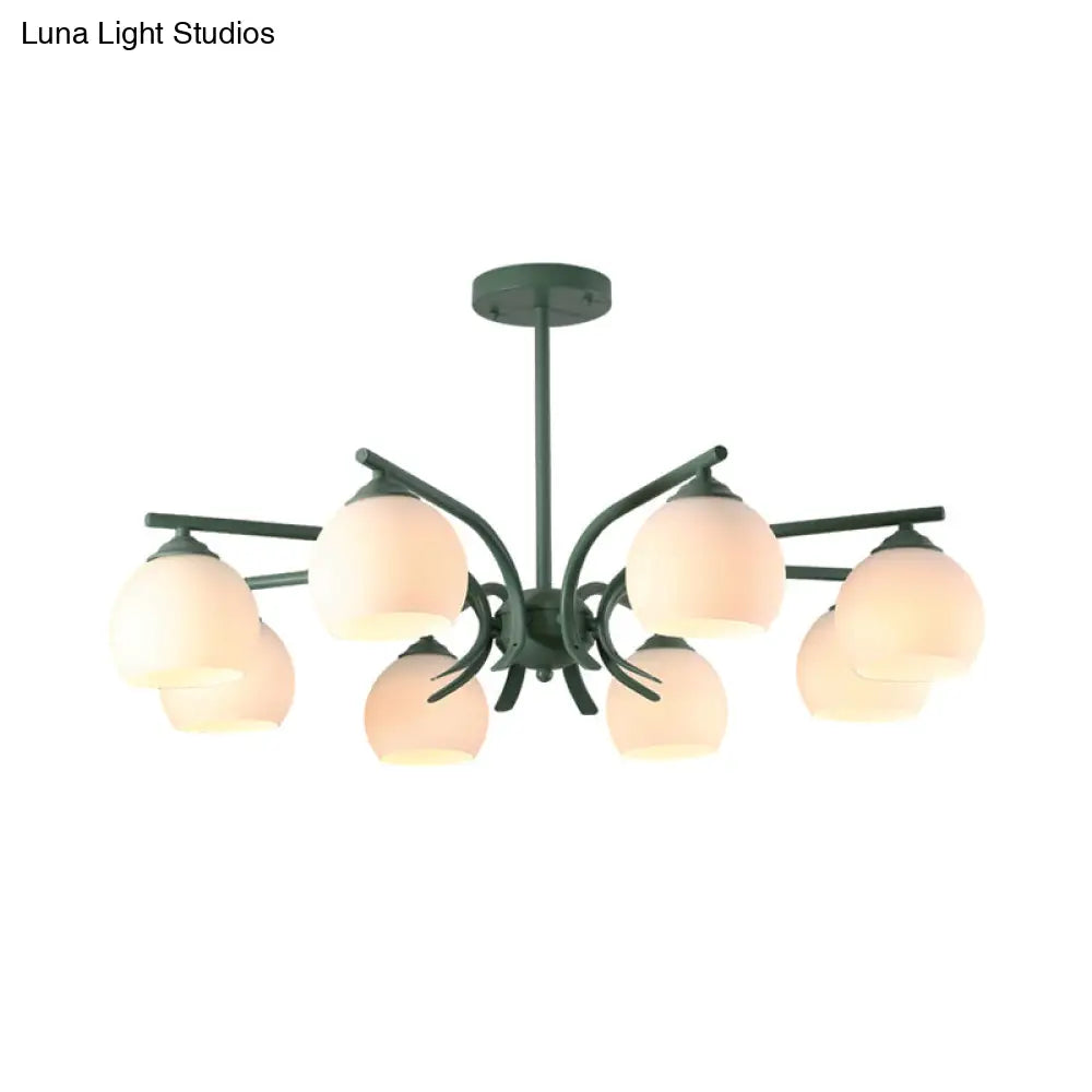 Grace - Opal Sphere Shade Living Room Chandelier Glass 6/8 Lights Macaron Stylish