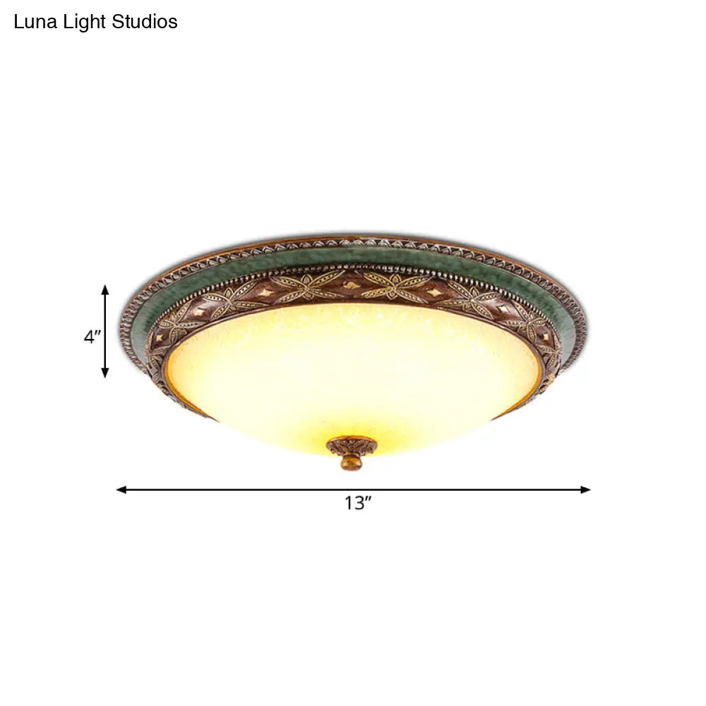 Green Flower Flush Mount Led Ceiling Light - Traditional Resin Design Warm/White