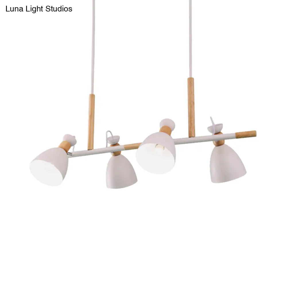 Green/Grey/White Metal Dome Shade Island Chandelier - Nordic Style Pendant Lamp With 4 Heads
