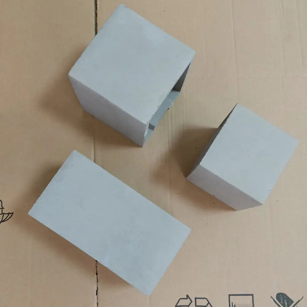 Grey Flush Mount Wall Light Nordic 1 Head - Cube/Cuboid Cement Up & Down Sconce For Stairs 4/5/7
