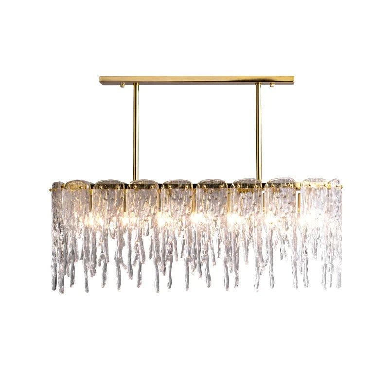 Icicle Nordic Lustre rectangulaire en cristal de luxe moderne tout cuivre