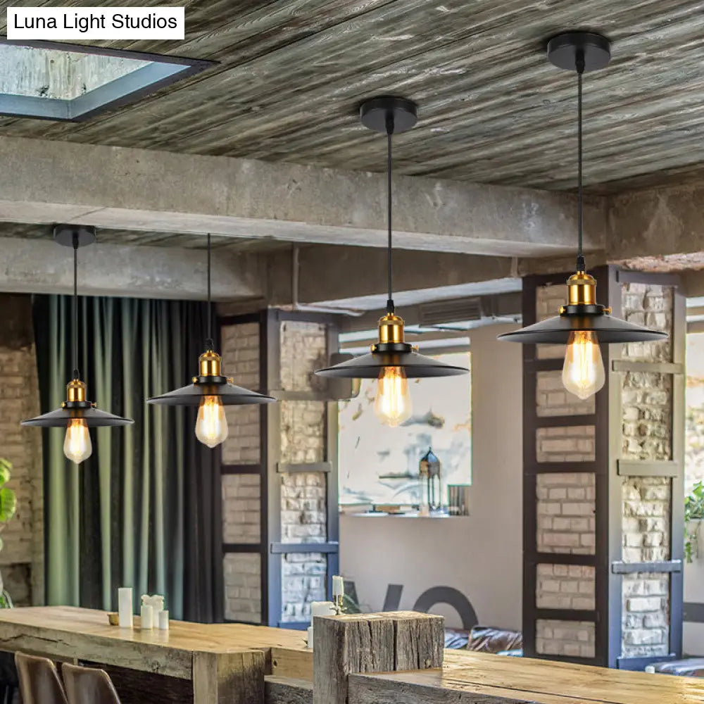 Industrial Black Iron Pendant Light With Conical Shade – Single-Bulb Suspension For Restaurants