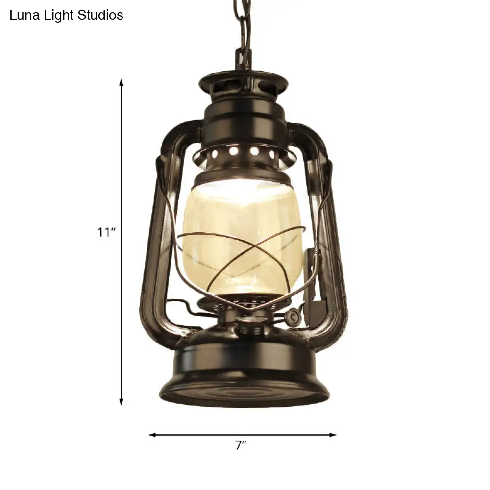 Industrial Clear Glass Pendant Ceiling Light For Coffee Shop - Black/Bronze/Antique Brass Finish