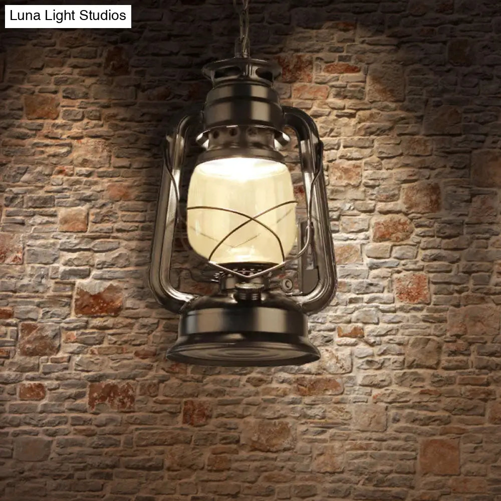 Industrial Clear Glass Pendant Ceiling Light For Coffee Shop - Black/Bronze/Antique Brass Finish