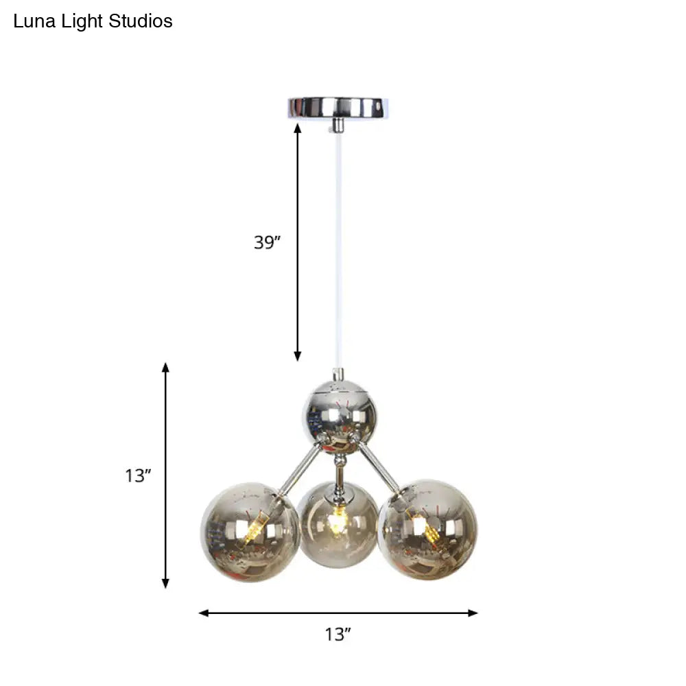 Industrial Style Hanging Chandelier Light - 13’/27.5’/34’ W Orbit Shade Amber/Clear/Smoke