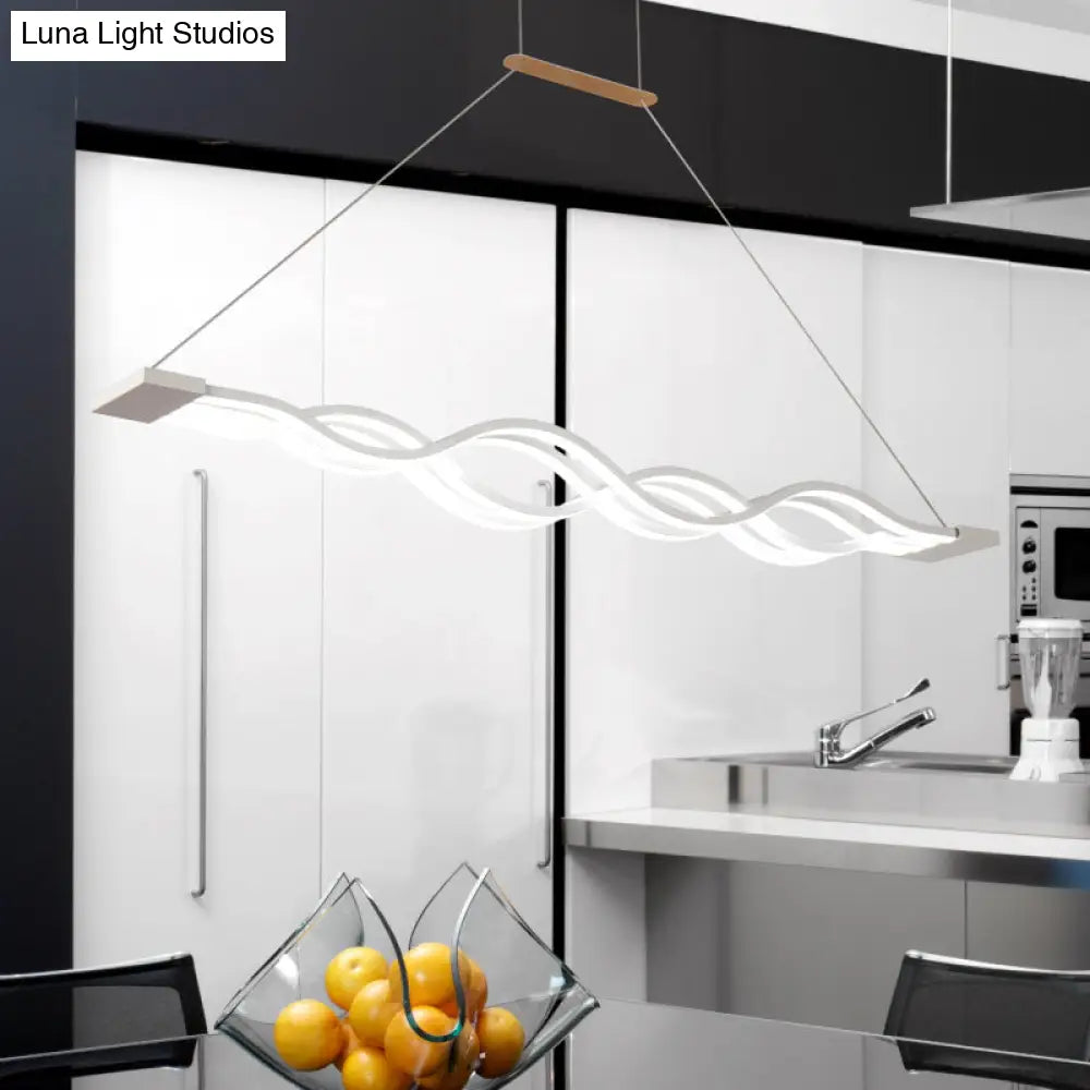 Iron Surge Linear Chandelier Pendant with Minimal White LED Design in Warm/White Light for Table