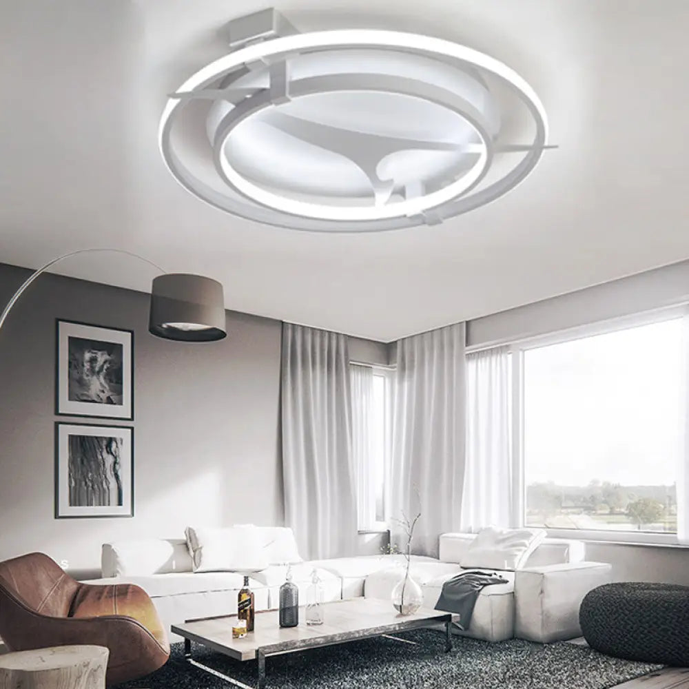 Kangaroo Baby Cartoon Led Ceiling Light - Acrylic Metal Flush Mount In White / 17’