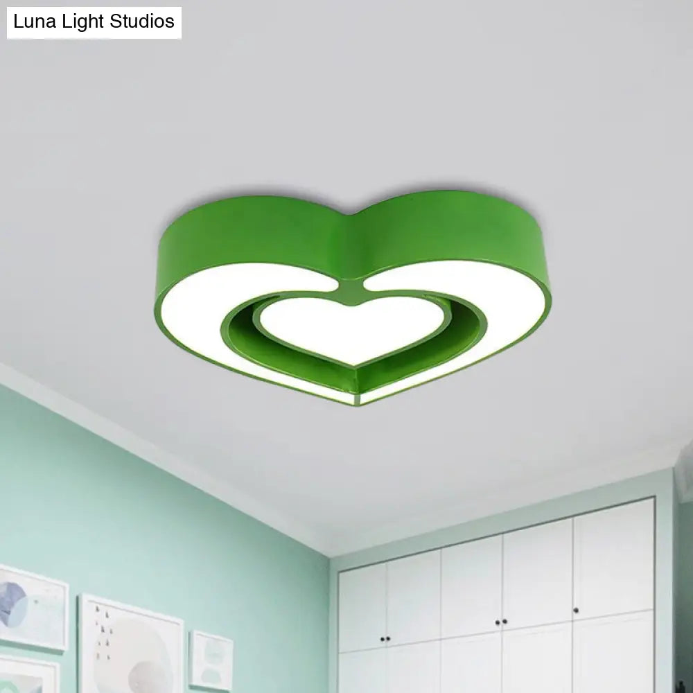 Kids’ Acrylic Dual Loving Heart Led Flush Ceiling Light - Red/Yellow/Blue Mount Lamp For Bedroom