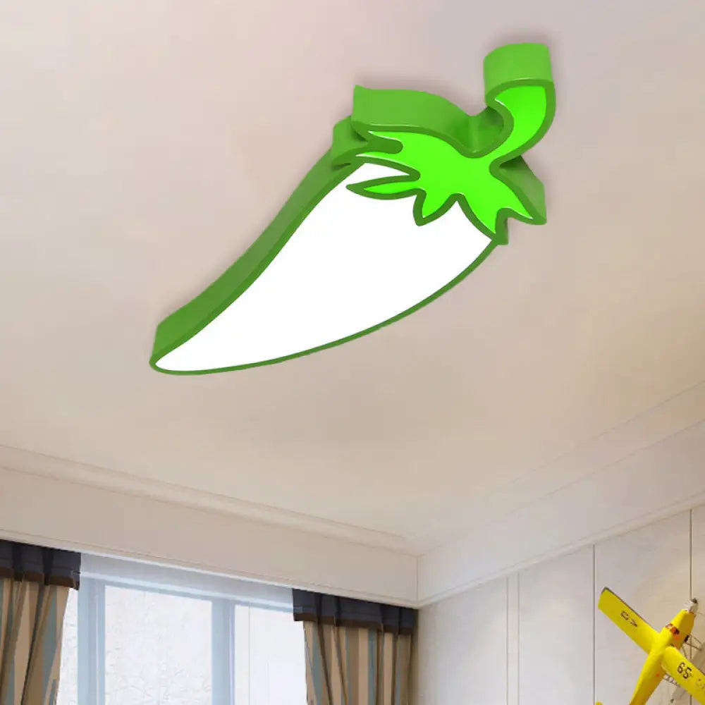 Kid’s Room Cartoon Vegetable Ceiling Mount Led Flush Light In White / C