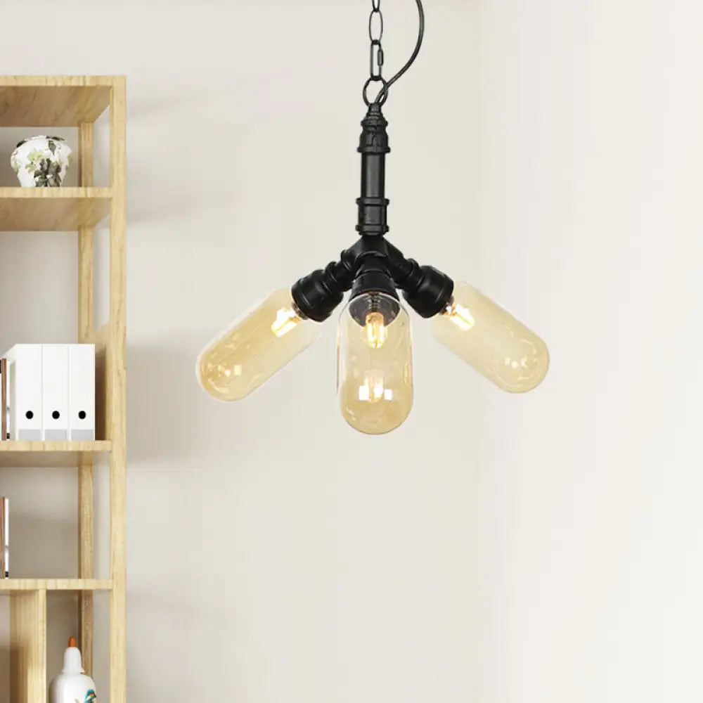 Laura - Antiqued 2/3/5 Heads Metal Hanging Light Black Finish Sputnik Pipe Bar Chandelier With