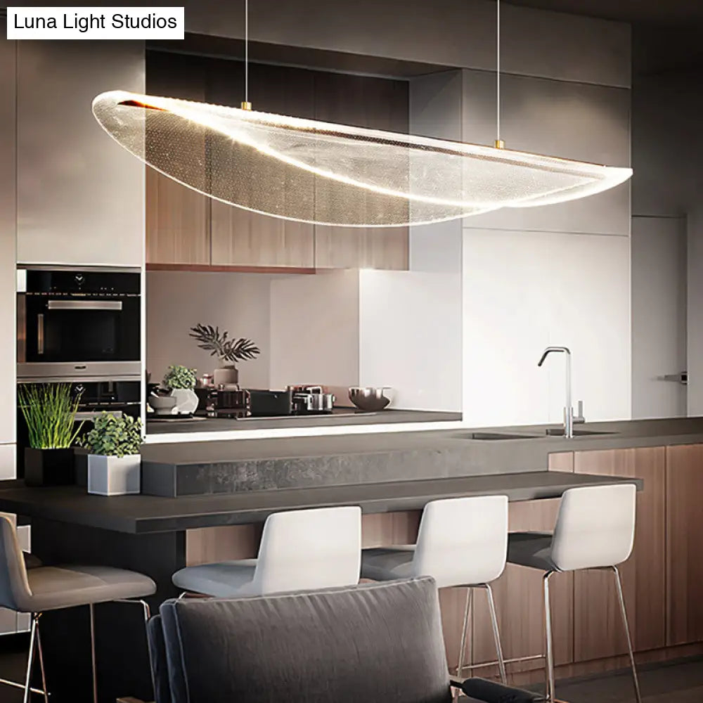 Leaf Shaped Acrylic Led Suspension Light - Natural Elegance For Dining Room