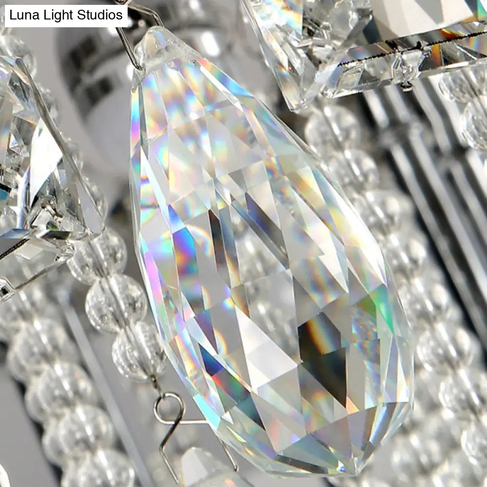 Led Crystal Blossom Ceiling Light - Remote Control Dimming Modern Chrome Finish For Living Room