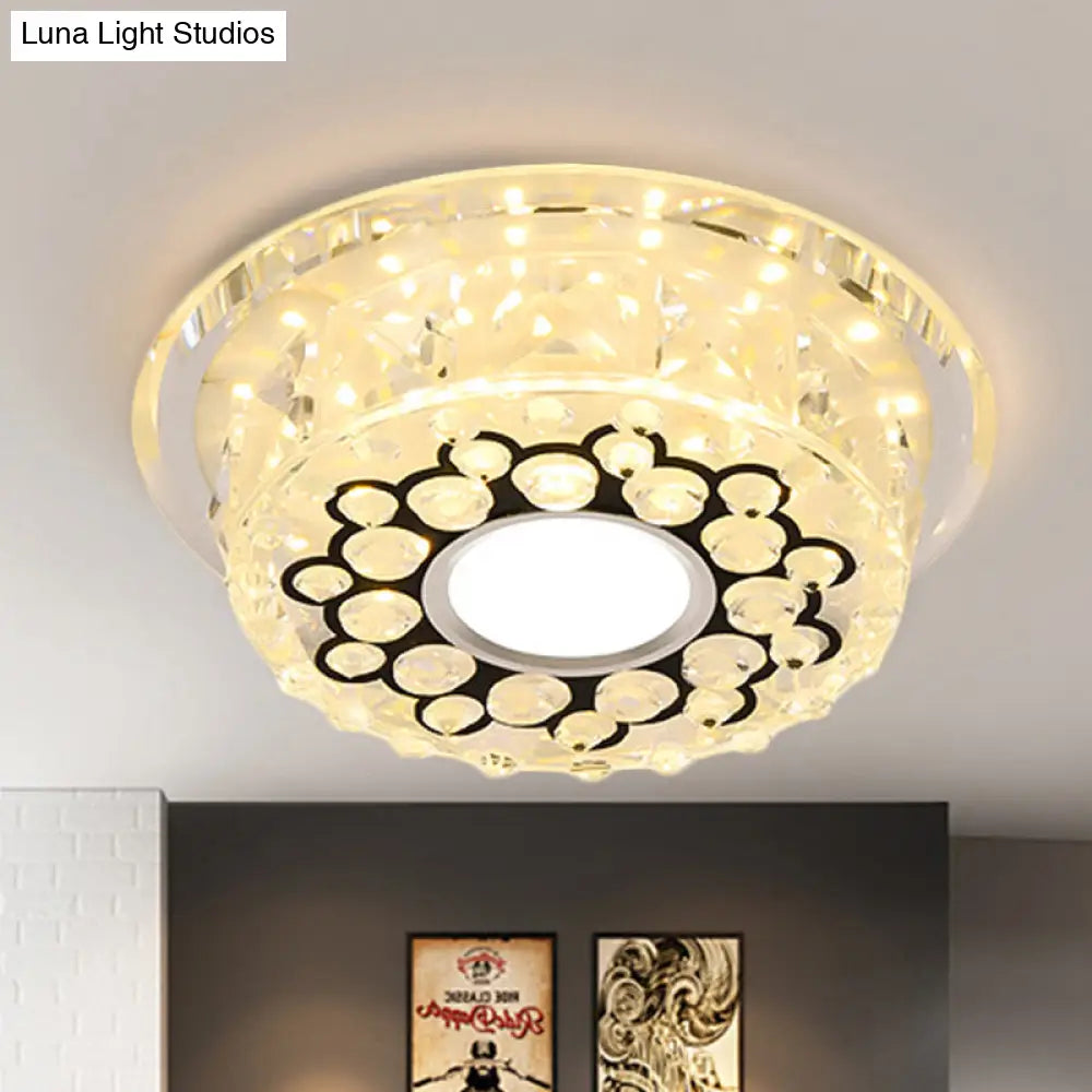 Led Crystal Ceiling Light With Bubble Pattern - Modern Flush Mount Fixture