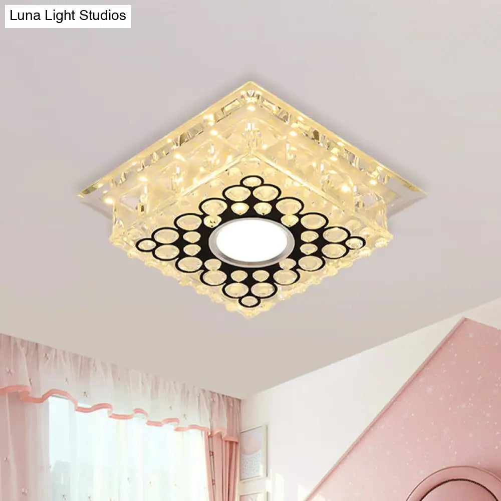 Led Crystal Ceiling Light With Bubble Pattern - Modern Flush Mount Fixture