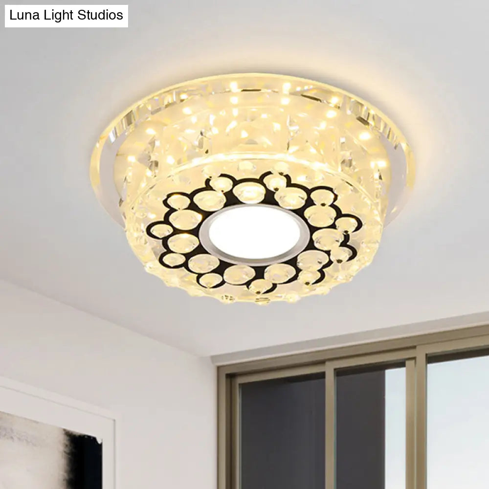 Led Crystal Ceiling Light With Bubble Pattern - Modern Flush Mount Fixture