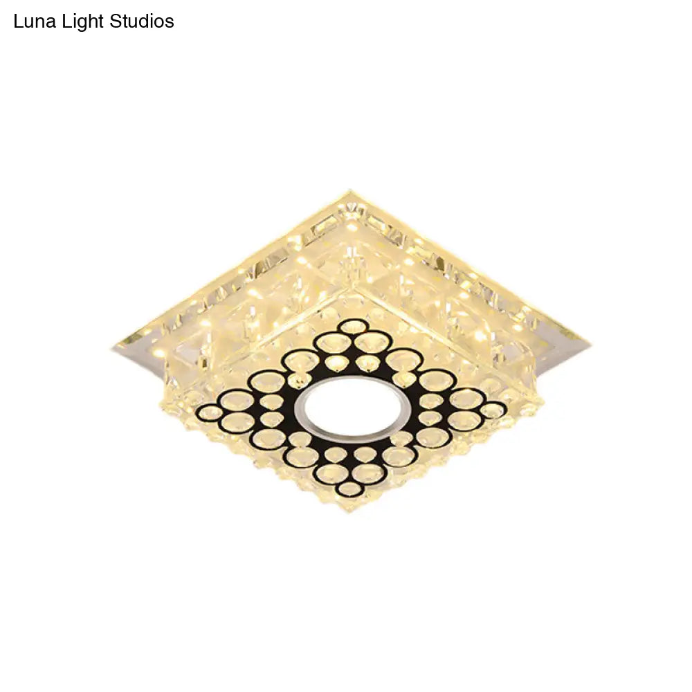 Led Crystal Ceiling Light With Bubble Pattern - Modern Flush Mount Fixture