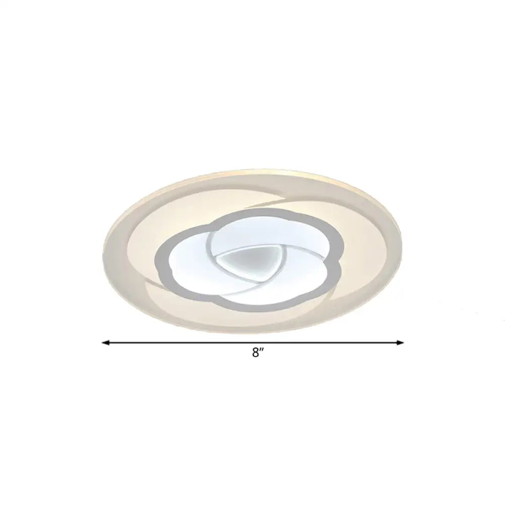 Led Flower Acrylic Flush Mount Bedroom Light With White Shade - 3 Sizes & Options