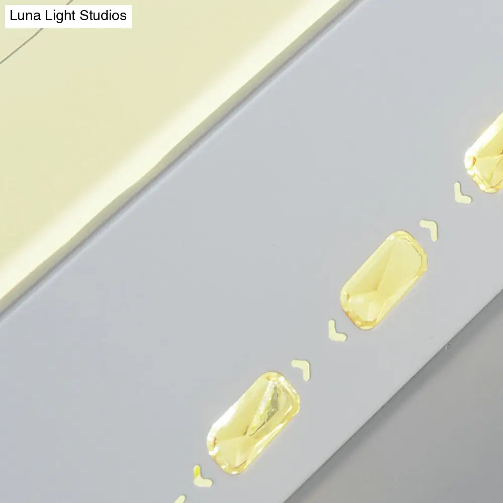 Led Flush Mount Light With Crystal Accent White Simple Style - Rectangle/Square/Round Design