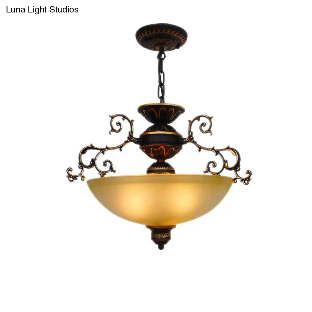 Led Glass Bowl Hanging Chandelier With Traditional Design For Living Room
