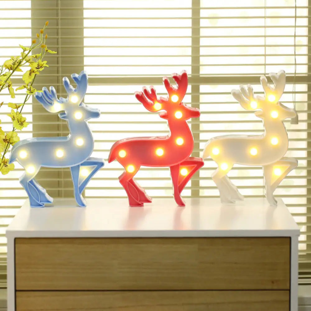 Led Modeling Night Light Girls Room Table Lamp With Hook - Novelty Decor Battery Powered Pink / Deer