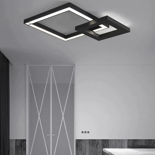 LED Moderne Géométrique Fer Acrylique Noir Blanc LED Lamp.LED Light.Ceiling Lights.LED Plafonnier.Plafonnier Pour Foyer Chambre