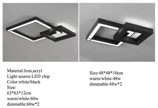 LED Moderne Géométrique Fer Acrylique Noir Blanc LED Lamp.LED Light.Ceiling Lights.LED Plafonnier.Plafonnier Pour Foyer Chambre