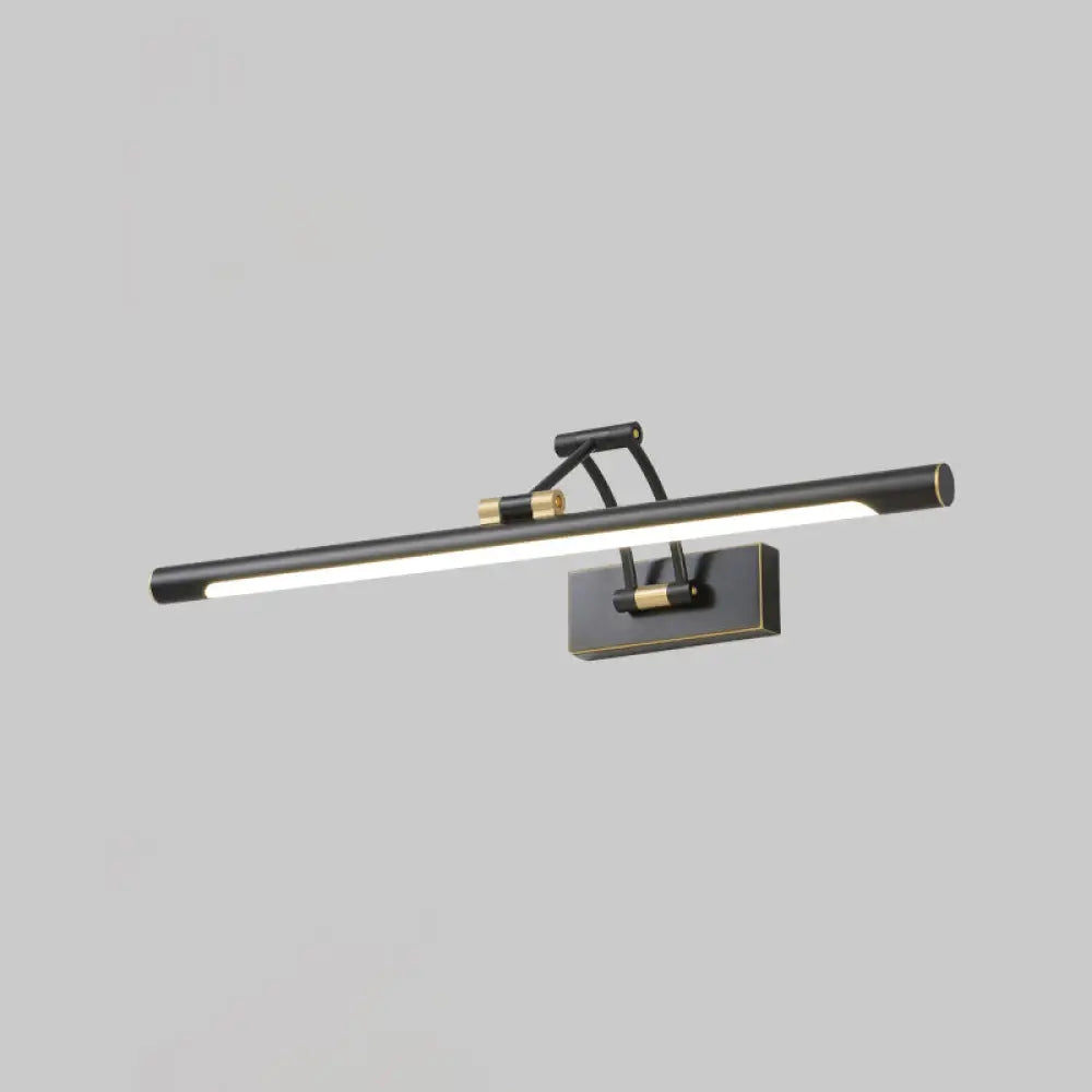 Led Wall Mount Vanity Light - Minimalist Tube Shape Acrylic Fixture With 3-Joint Swing Arm Matte