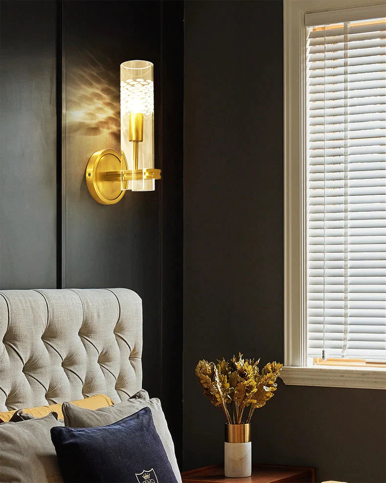 Lampe de mur en cuivre complète de couloir de chevet de salle d'étude de luxe léger