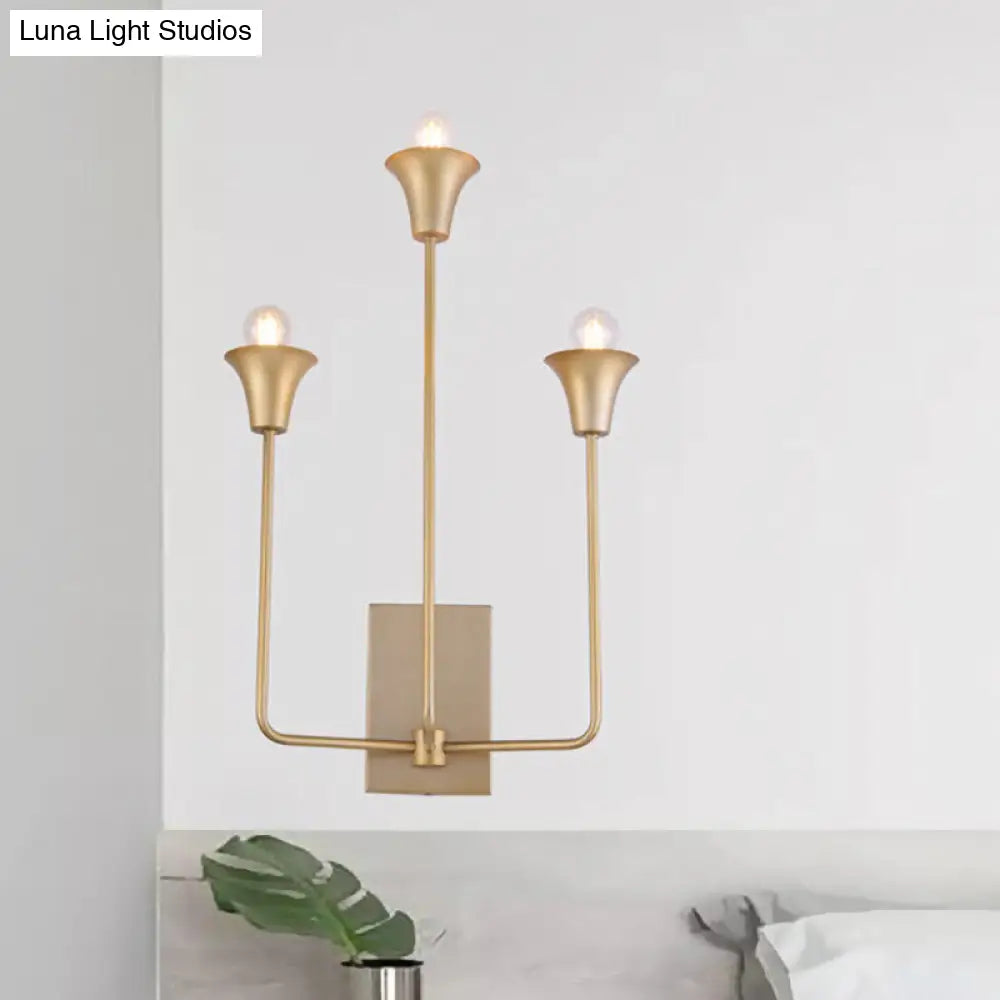 Luxurious Metal Bell Sconce Light Fixture 3-Bulb Wall Mounted Lighting In Elegant Gold