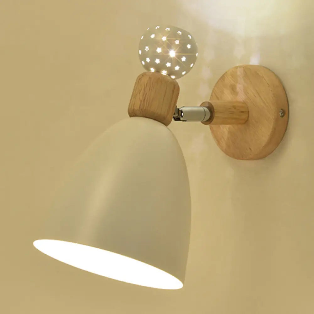 Macaron Bell Wall Mount Light Metal 2-Light Bedside Sconce With Star Cutouts - Creative Design White