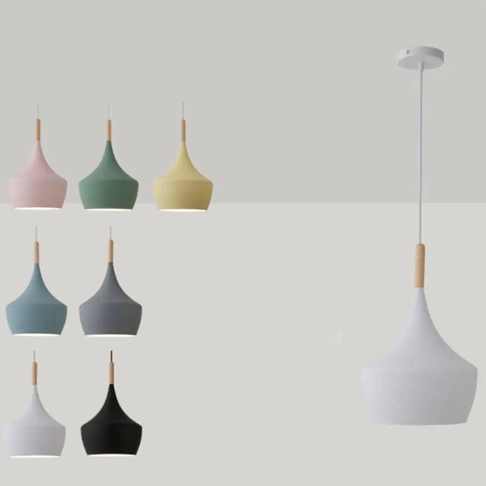 Macaron Style Geometric Pendant Light - Modern Metal Hanging Fixture For Dining Room Green / 9.5