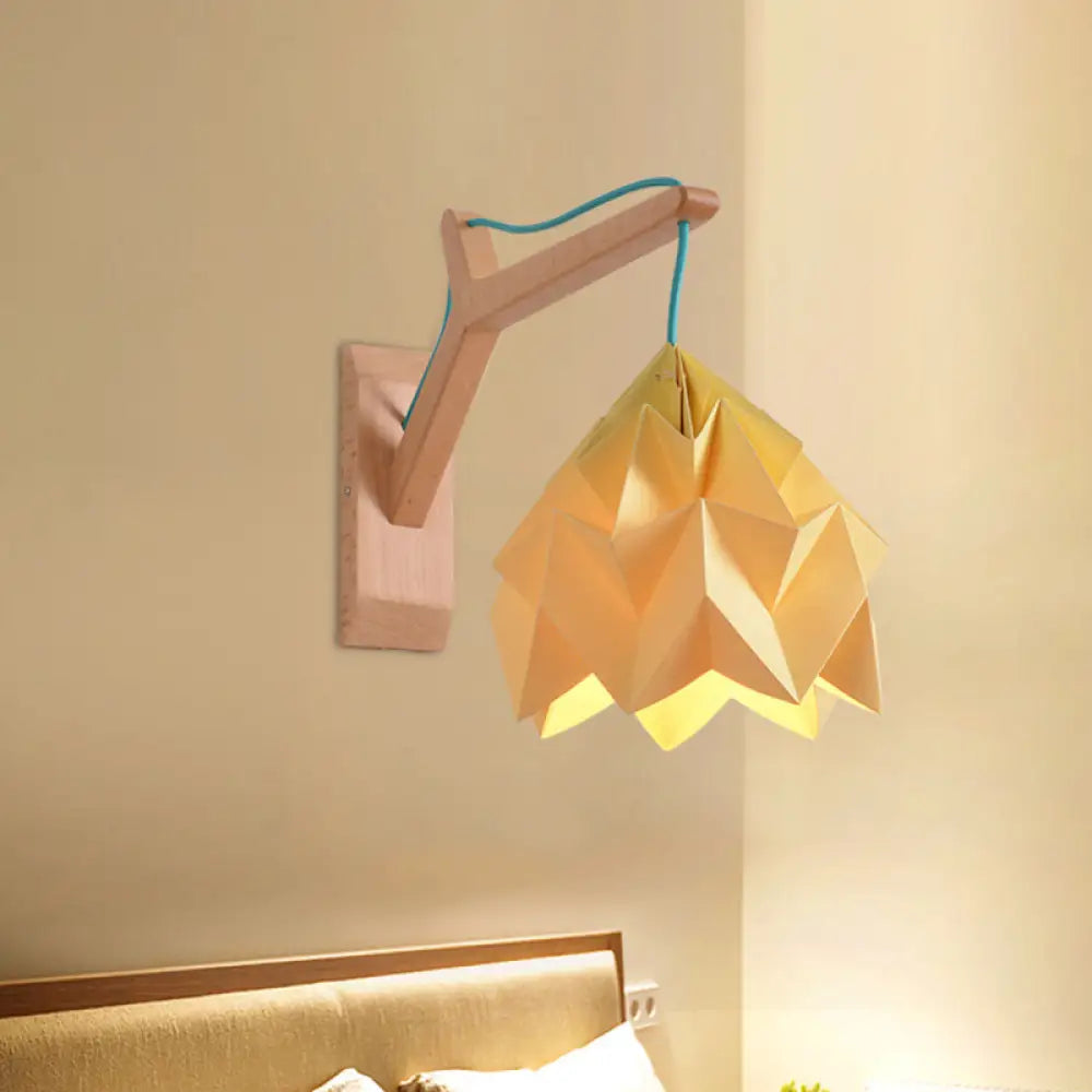 Macaron Wall Mounted Lamp With Domed Shade - Wood Backplate 1 Head White/Pink/Yellow/Blue/Green