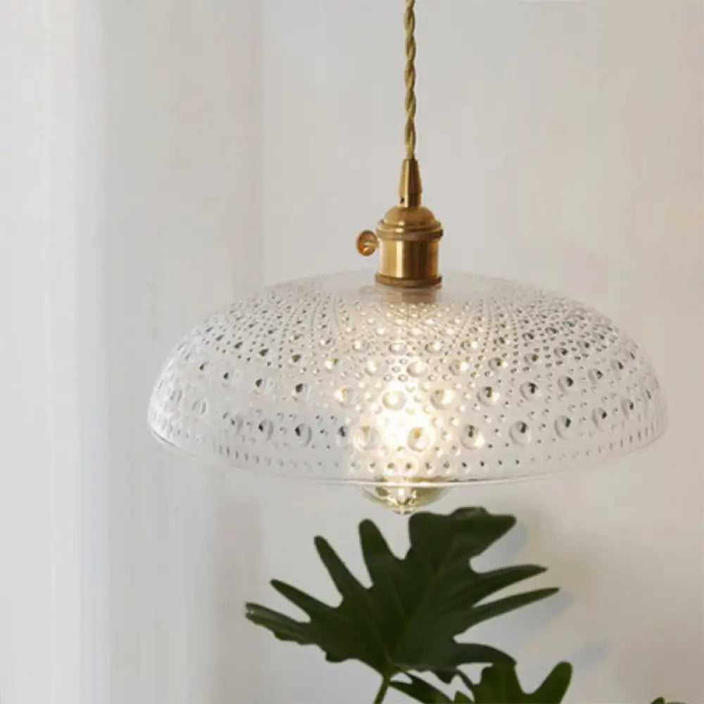 Menkent - Vintage Shaded Pendant Light: 1-Light Clear Glass Hanging Fixture For / K