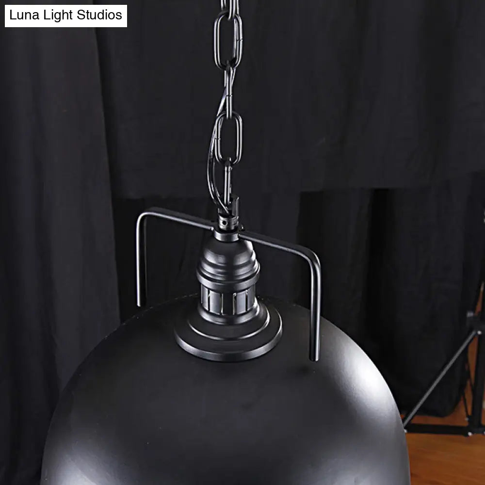 Metallic Pendant Light With Pulley Design - Black Dome Warehouse Style 1 8’/12’ Wide