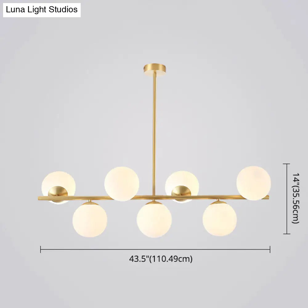Mid-Century Gold Glass Pendant Lighting - 7 Light Spherical Island Ceiling For Dining Table